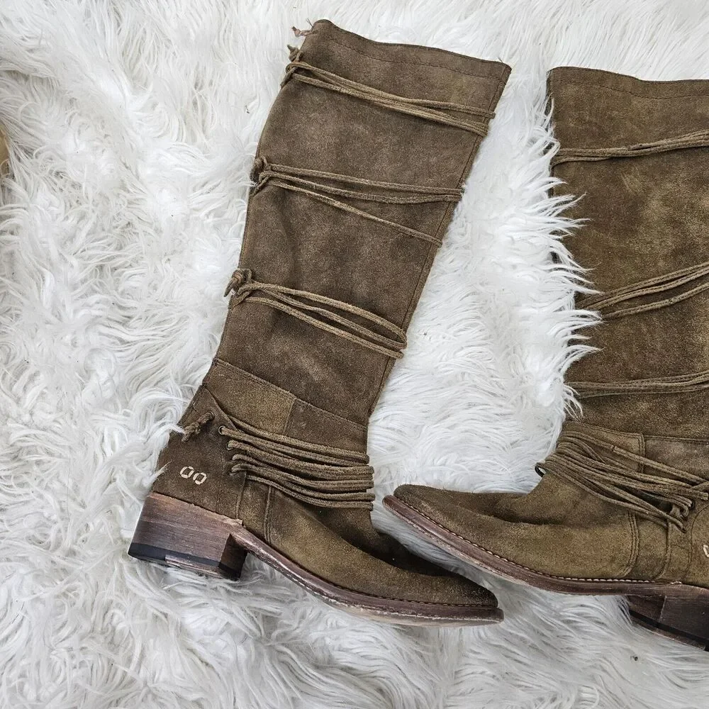 Bed Stu Women’s Redmond Tall Sailor Suede Boots Size 7.5 Brown